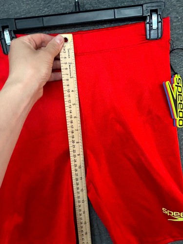 Forever 21 Speedo pantaloncino da bagno uomo rosso medio elasticizzato piatto davanti vita media pull-on - Foto 5 di 8