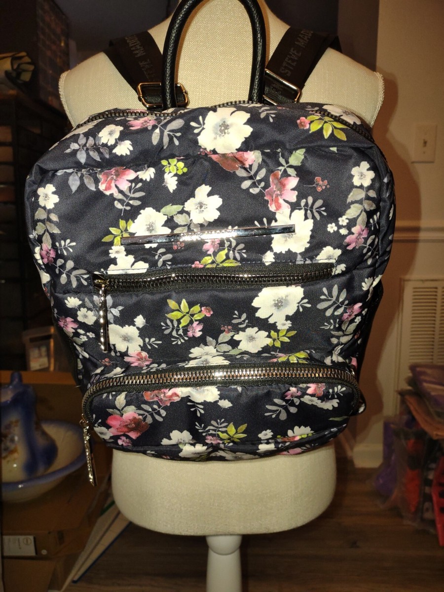 T-I- 68--171 NWT- STEVE MADDEN PUFF NYLON NAVY W FLOWERS  display picture 3