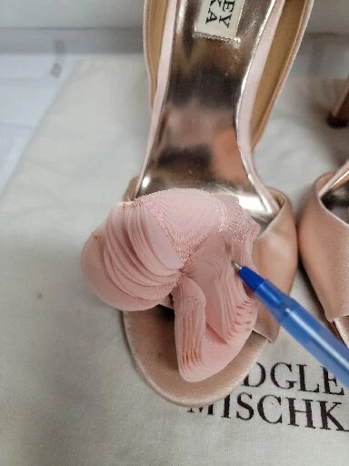 Badgley Mischka ~ Thora~ Women's Brial Open Toe Pumps Nude Satin US 6.5 M - Image 3 of 4