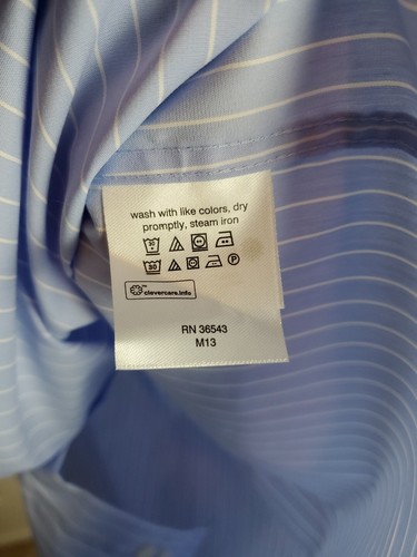 Camicia abito abbottonato Lauren Ralph Lauren XL 17,5 34/35 blu a righe bianche - Foto 8 di 12