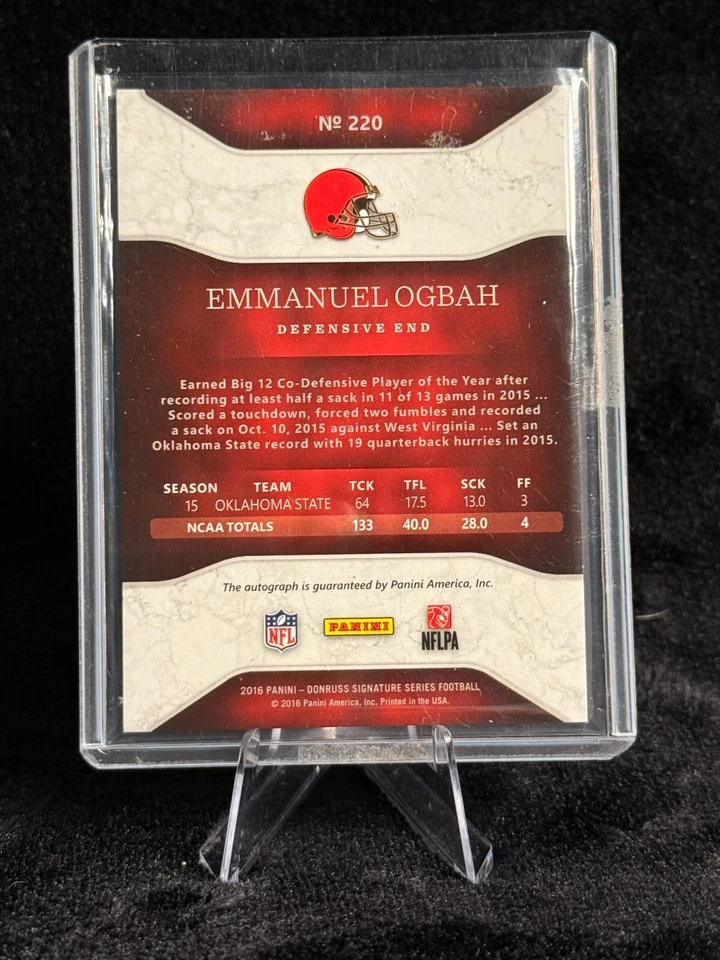 2016 Panini Donruss Signature Series - Rookie Emmanuel Ogbah #220 (AU, RC) - Image 2 of 2