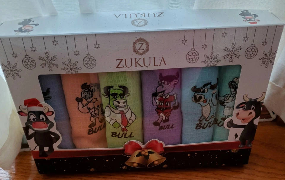 Set of 6 Festive  Bull Kitchen Napkins 100% Cotton 40x60 CM Zukula ~ New  - Image 2 of 4