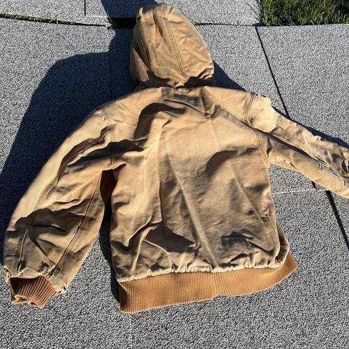 Carhartt Boys M Quilt Lined Duck Jacket Medium 10-12 Youth Brown Tan Hood Coat - Picture 11 of 11