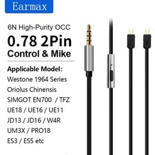 High Purity 6N OCC Cable For Westone SIMGOT W4R UM3X PRO18 ES3 ES5 0.78mm 2Pin