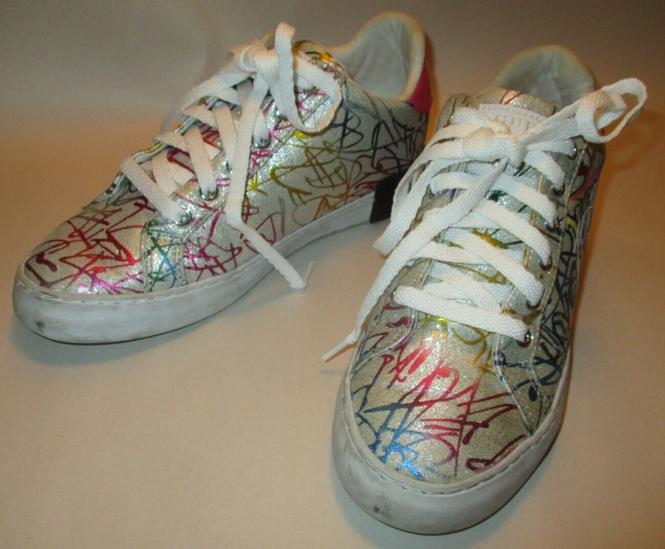 GUESS Women 6.5M Hidden Wedge Heel Multicolor Sparkle Colorful Comfort Sneakers - Image 2 of 4