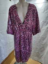 CAPSULE pink black mock wrap short sleeve V neck sequin dress size 14 NEW