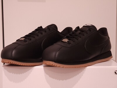 Men's Nike Cortez Prm Leather Triple Black Gum Rubber All Black