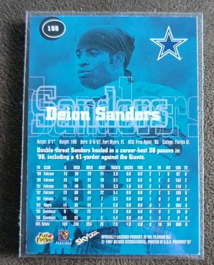 1997 Skybox Premium Deion Sanders #155 Dallas Cowboys NM! - Image 2 of 2