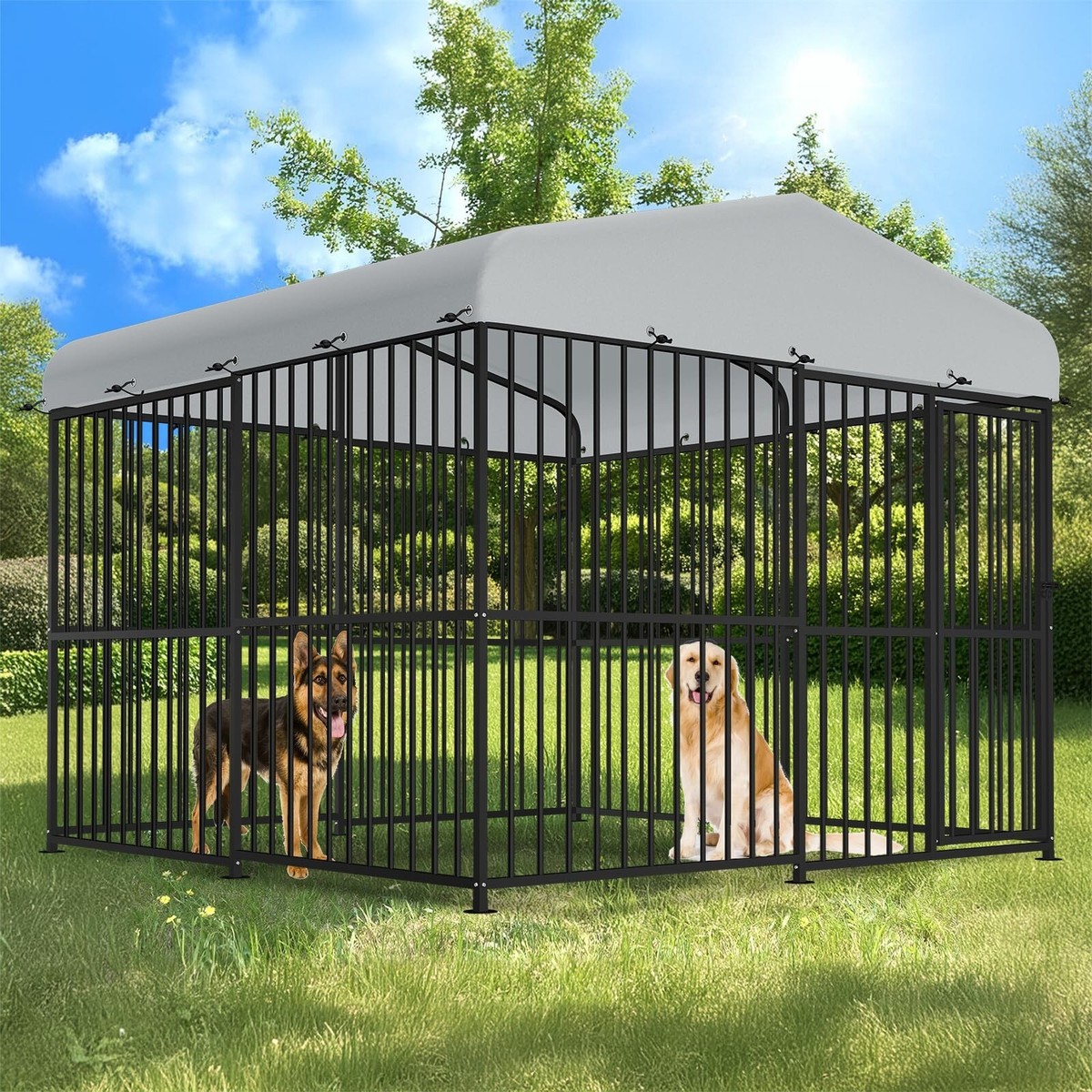 Fully Enclosed Outdoor Dog Kennel With Roof, Large Outside Dogs