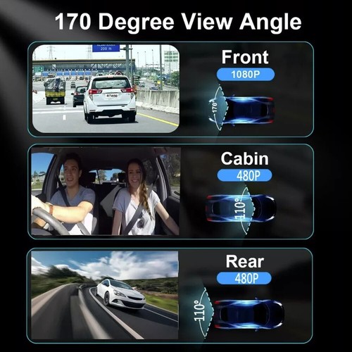 4K Dash Cam Front and Rear and Inside Dash 3-Camera With Free 32GB TF Card USA - Picture 10 of 22