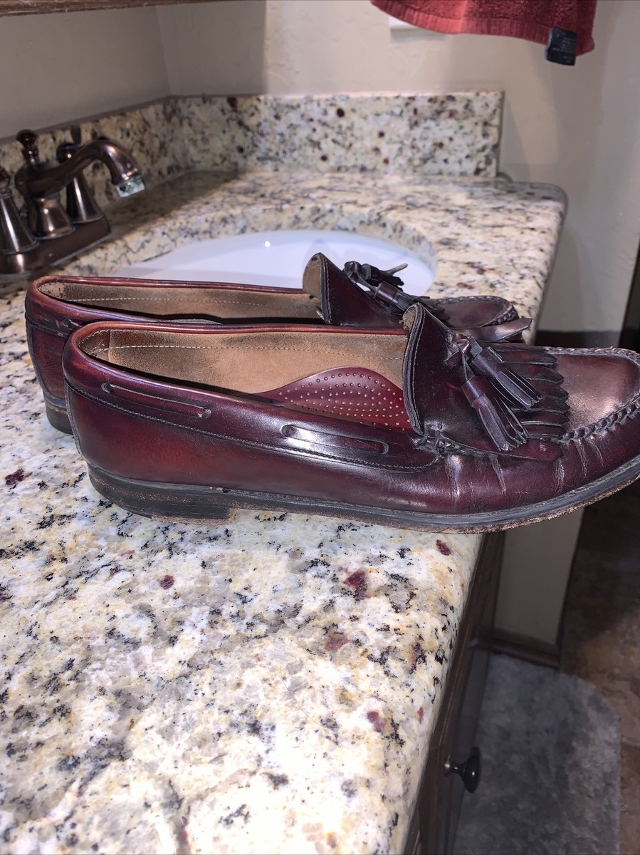 GH Bass Weejuns Mens Burgundy Leather Kiltie Tassel Loafers Made in USA 10D EUC GH Bass Weejuns Burgundy Leather Loafers, Kiltie Tassels  main image 2