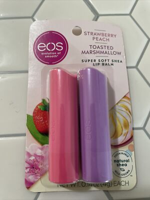 Eos 2-Pack Super Soft Shea Lip Balm Strawberry Peach + Toasted Marshmallow 0.14