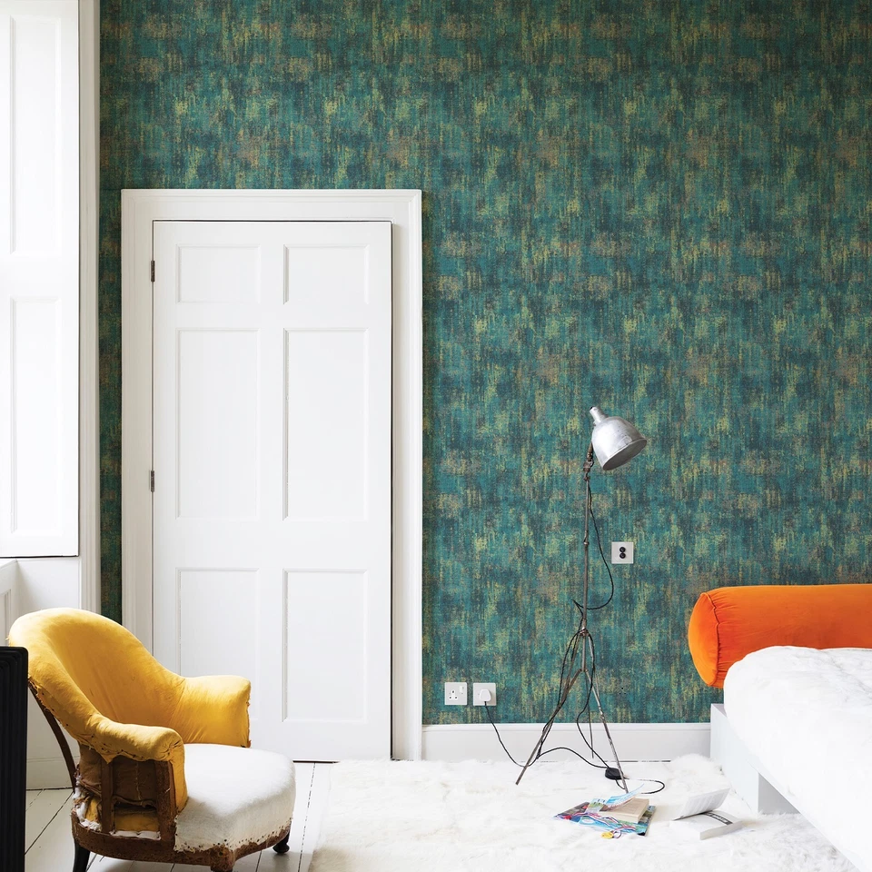 Industrial Style Blue Traditional Wallpaper Non Adhesive 17.3"X236" Wall Decor - Image 2 of 4