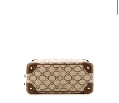 New Gucci GG Supreme Brown Monogram Square Trunk Studded Shoulder