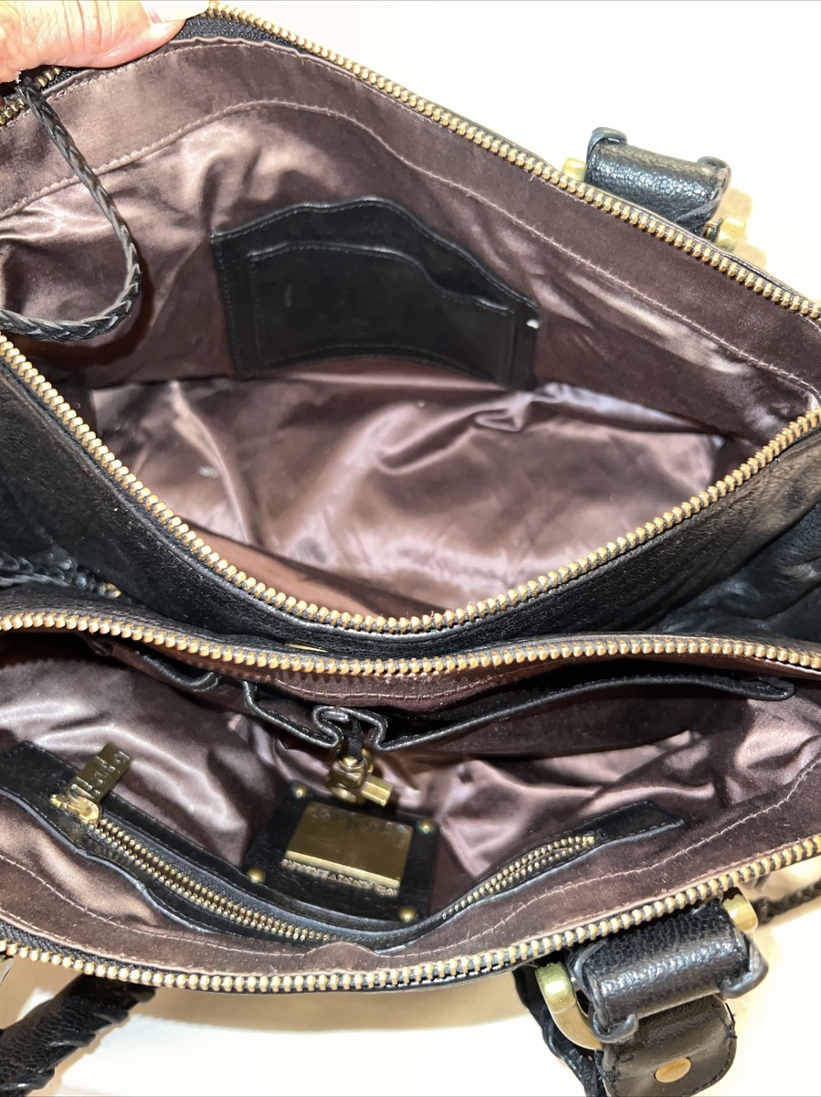 Kooba Black Leather Decorative Edging Shoulder Handbag Satchel