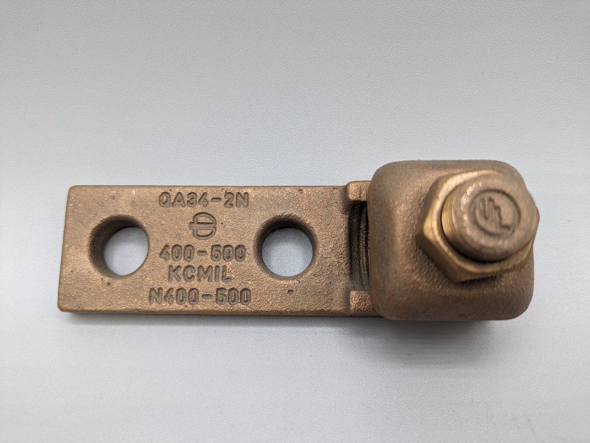 New Burndy QA34-2N 500 Copper 2 Hole Terminal Lug 400-500 KCMIL | eBay