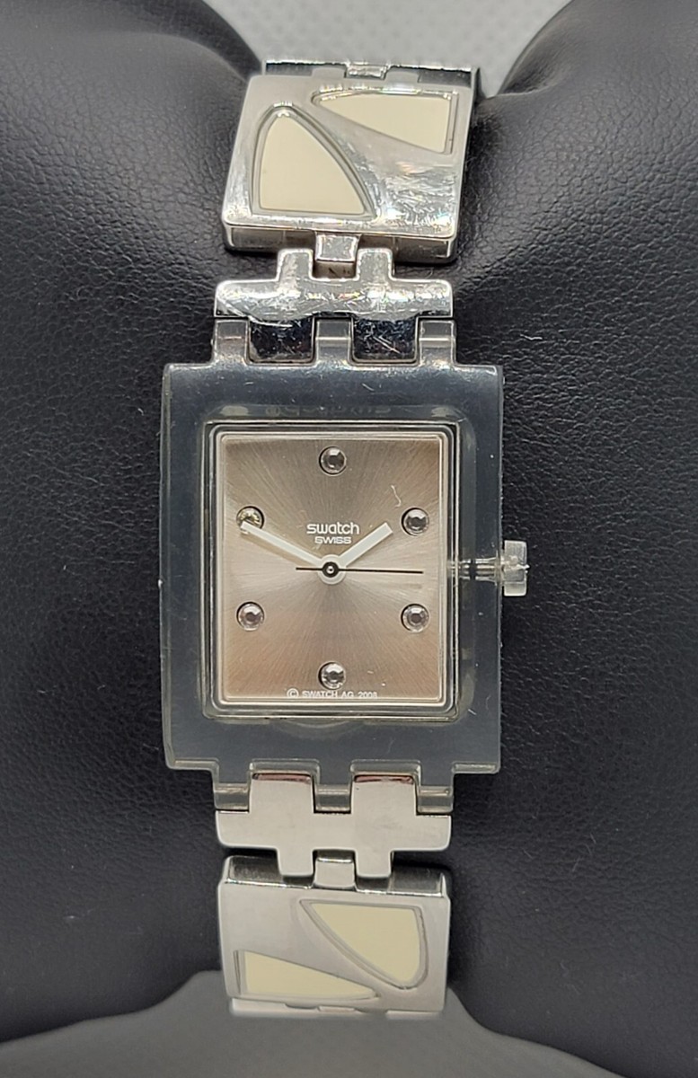 Ladies Swatch Swiss AG 2008 Rectangle Pin Metal Analog Watch F7 | eBay