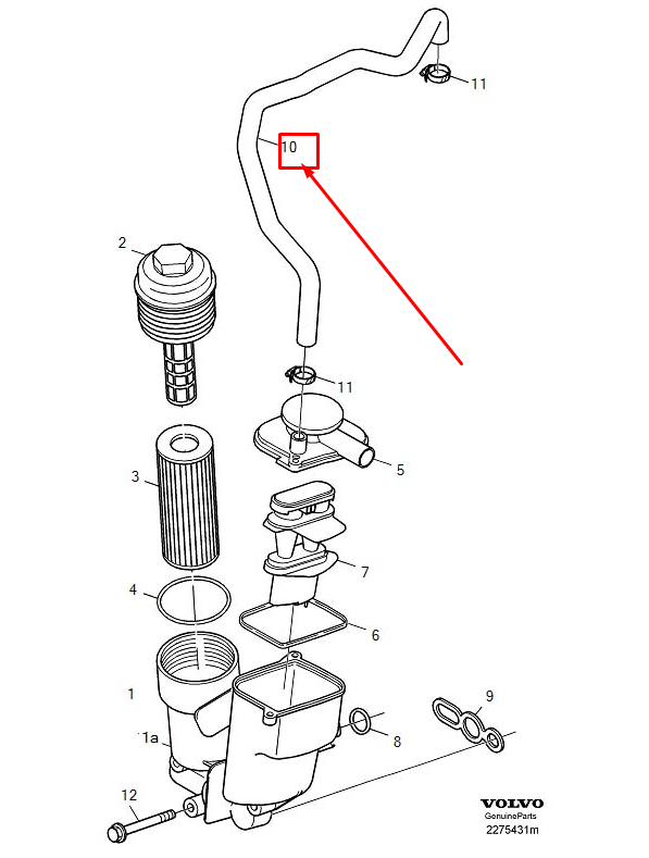 Volvo V70 2006 Oil Filter Hose 30757220 Myref K19 for sale online 