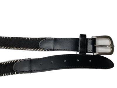 Kapmwtal Cowhide Hair On Leather Men’s Belt Black NEW Kapmwtal Cowhide Hair On Leather Men main image 3