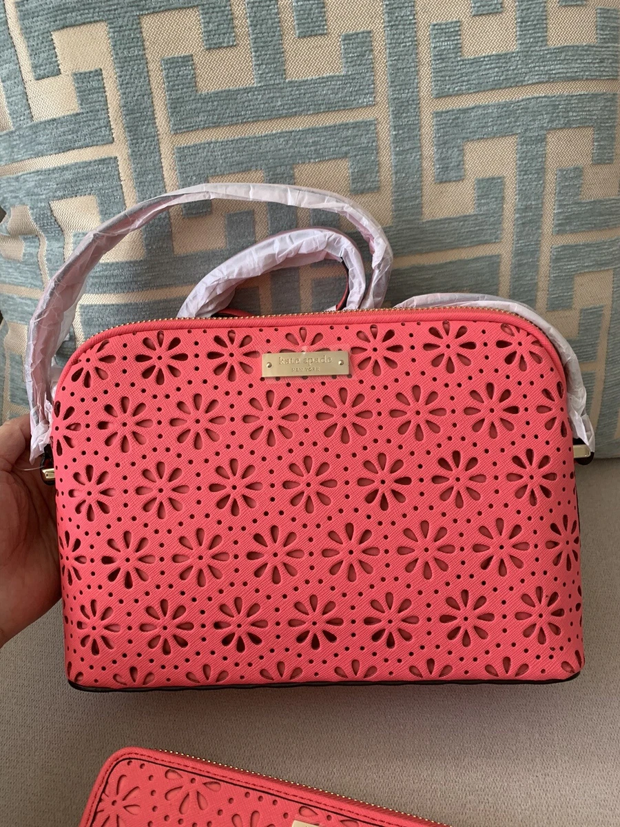 NWT Kate Spade Cedar Street Mandy Coral Perforated Flower Crossbody Bag