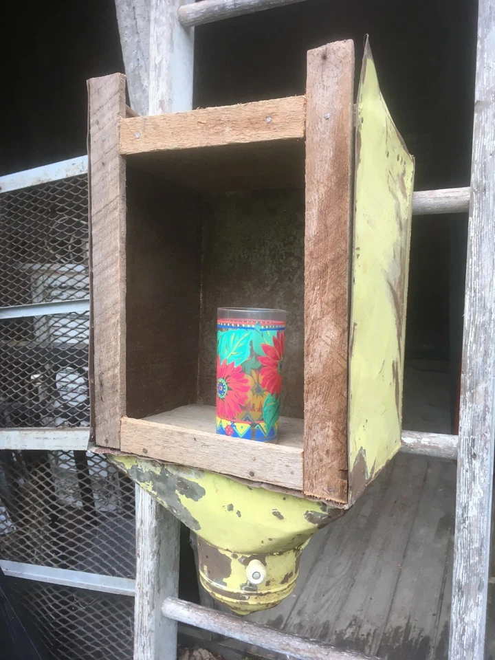 Primitve Kitchen Metal Cabinet Shelf Flour Bin  Country Cottage Decor - Image 2 of 4