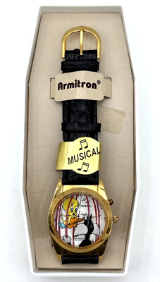 NOS Armitron Looney Tunes Musical Watch 1995 Sylvester & Tweety Quartz   No Lid
