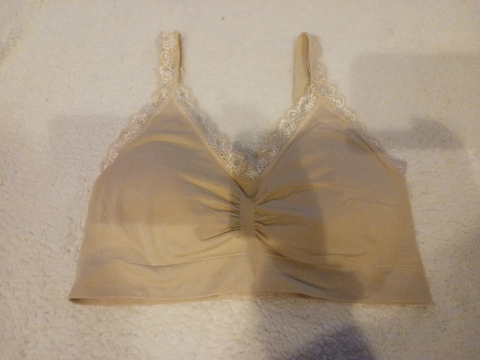 S/M Angelina Stretch Beige Lace Comfort Bra Padded Wireless Convertible - Image 2 of 4