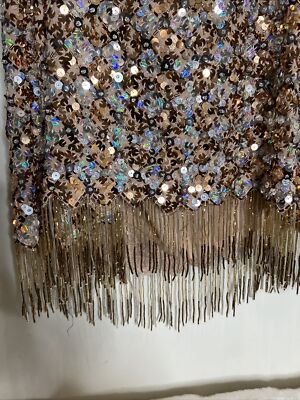 Free People Love Strong Sequin Fringe Beaded Cowl Mini Dress L $600 | eBay