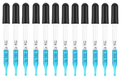 A2ZSCILAB Medicine Art Essential Oils Eye Dropper Graduated 4" Straight Tip 1ml (12 Pack)