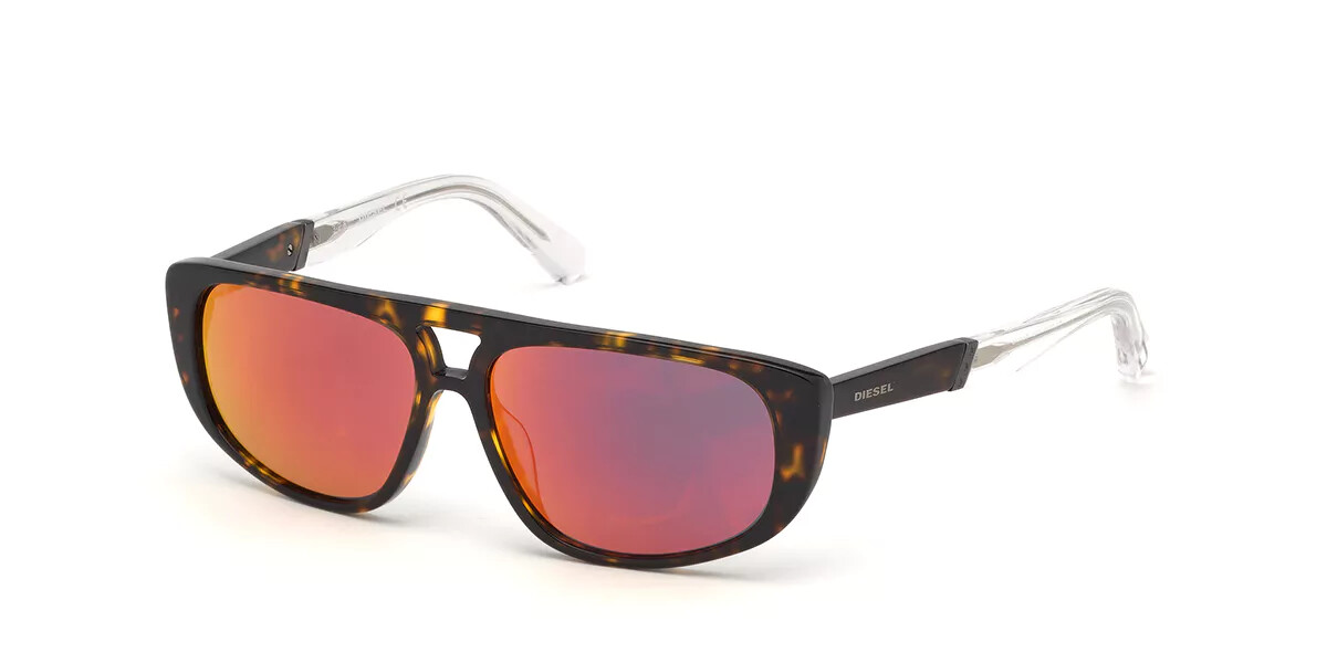 Diesel DL0306 52U Tortoise Aviator Mirrored Plastic Sunglasses Frame 54-13-135