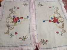 Hand -Embroidered Pillow Covers,Pink Fabric ,Beautiful Rose-Shaped