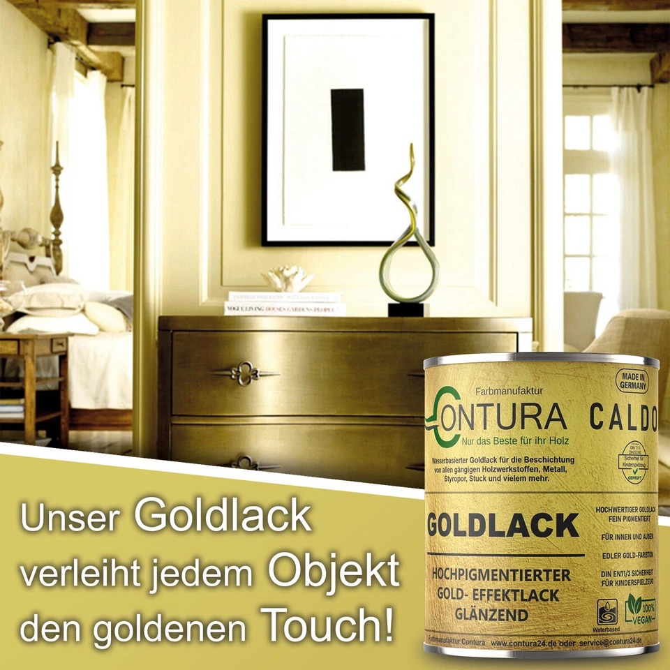 Goldlack Goldfarbe Gold Effektlack Möbellack Holzlack Metalllack Möbel Farbe - Bild 4 von 4