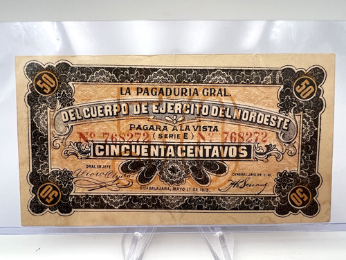 1915 50 Centavos Del Cuerpo De Ejercito Del Noroeste Note. Lot.34
