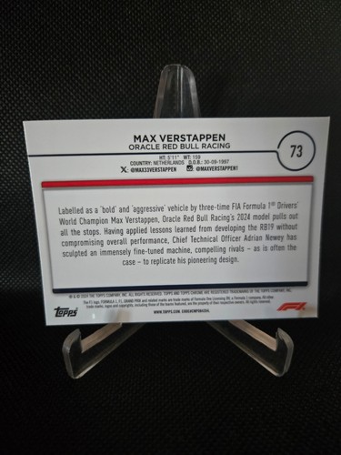 Max Verstappen Topps F1 Paddock Pass 'Lamina d'argento' Parallelo #73 - Foto 2 di 2