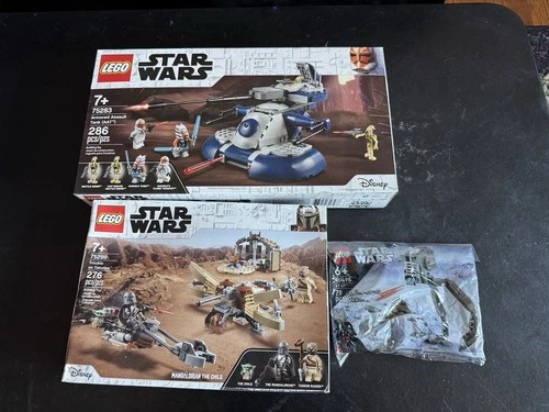 Lot Of Star Wars Lego Sets #s 75283, 75299 + 30495 All New! Mando Box Has Stress
