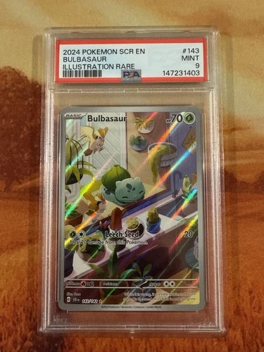 Pokémon TCG Bulbasaur Scarlet & Violet Holo Illustration Card 143/142 PSA 9