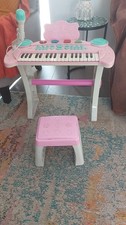 children's Keyboard With Stool, Kids Pink Toy Piano Keyboard Age 3+ Xmas present