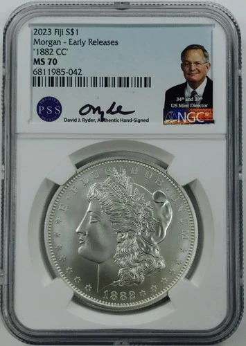 2023 FIJI “1882 CC” MORGAN DOLLAR! NGC MS70! COLLECTORS ITEM! WOW! NR #P2024