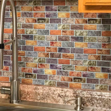 10-Piece Peel Stick Kitchen/Bathroom Backsplash Tiles, 12" X 12" Colorful Marb