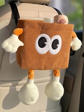 Brown, Car Cute 2 in 1 Trash Can with Tissue Holder Box Seat Back Bag Hanging