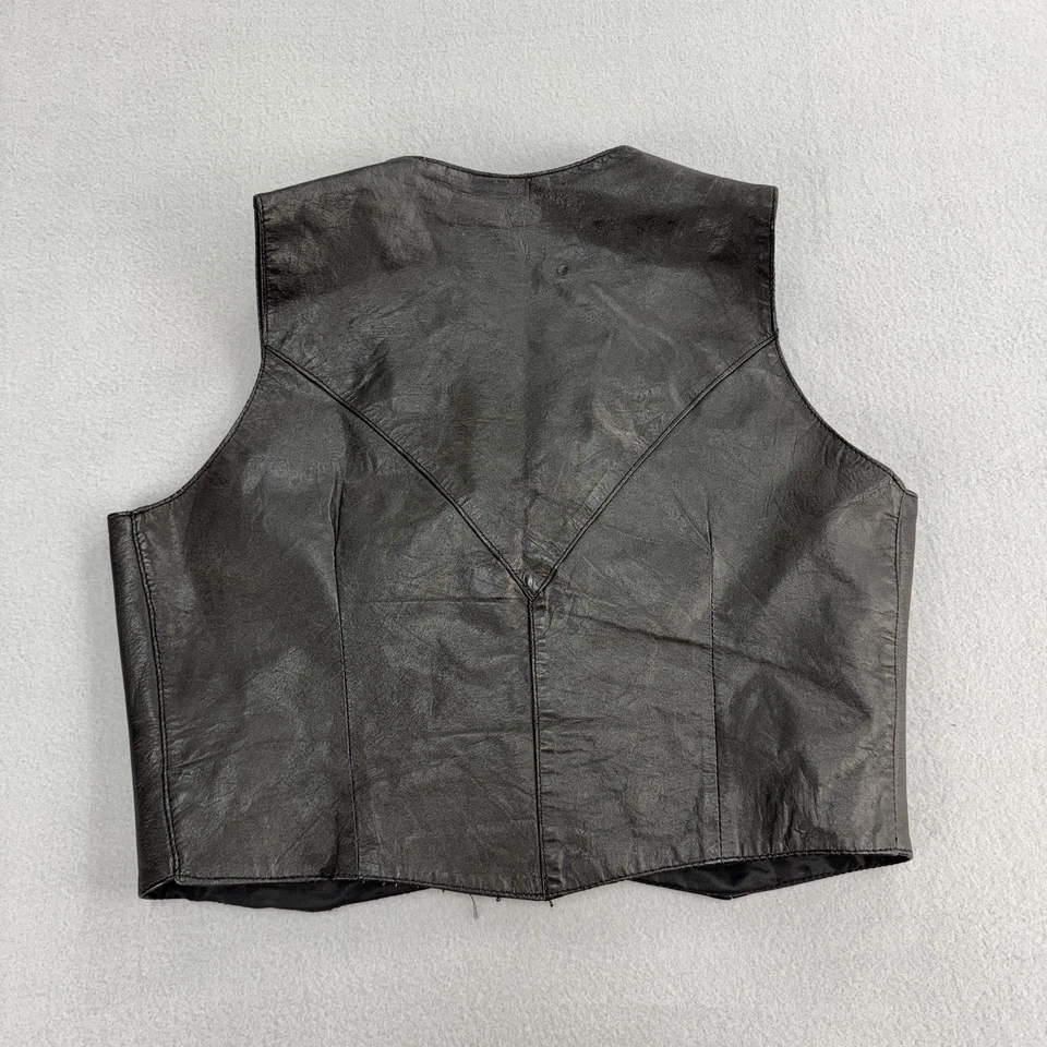 Hot Leathers Vest Mens XL Black Genuine Leather Motorcycle Biker Western Classic - Image 4 of 4