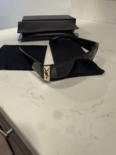 Saint Laurent Women  s Square Sunglasses Black Plastic Frame Black Tinted Lens
