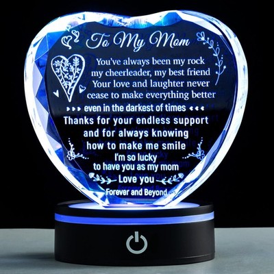 Birthday Gifts for Mom, Christmas Keepsake from Daughter Son , Heart Crystal ...