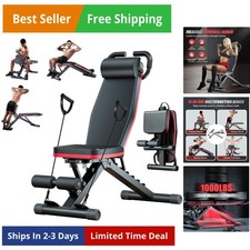 Adjustable Weight Bench, Workout Benches with Leg Extension  Extended Headre...