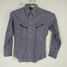 VTG Wrangler Western Shirt Girls Sz 14 S Purple Button Down Snaps Made in USA