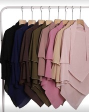 Two Layers Short Khimar,String Niqab, Khimar Niqab Long Scarf Hijab