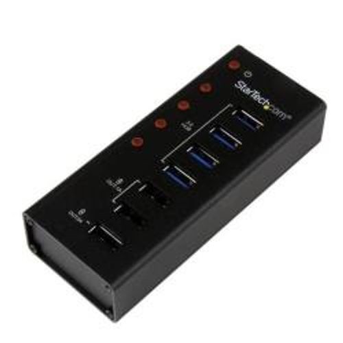 Startech.com hub usb 3.0 alimentato a 4 porte con 3 porte di ricarica usb dedicate (2 x 1a e 1 x 2a) - box esterno in metallo - Immagine 2