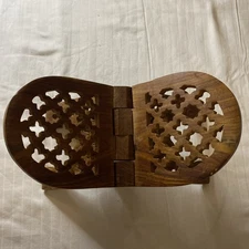 Folding Wood Carved Book Holder, Bible, Cookbook Stand 