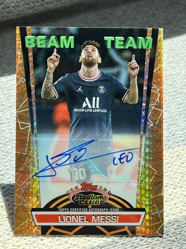 2021 Topps Stadium Club Chrome Lionel Messi, Beam Team, Orange 1/25 Auto, Read**