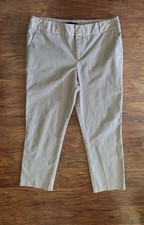 Norma Kamala Seersucker Pin Stripe Pants Taupe Cropped Cotton Blend Size 10